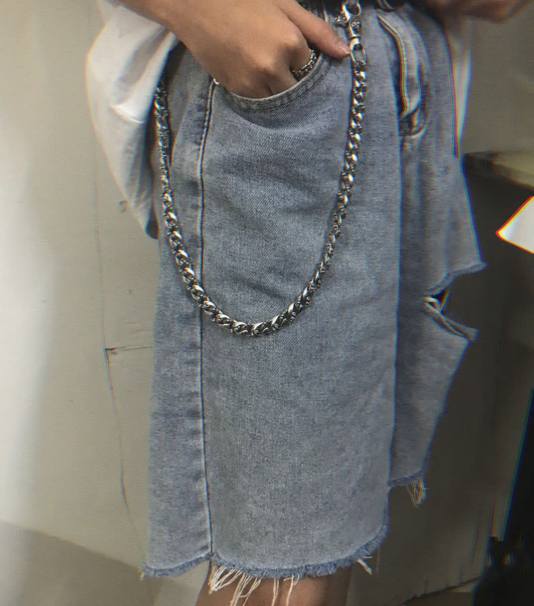Chrome Hearts Silver Keychain with Beads and Lobster Clasp